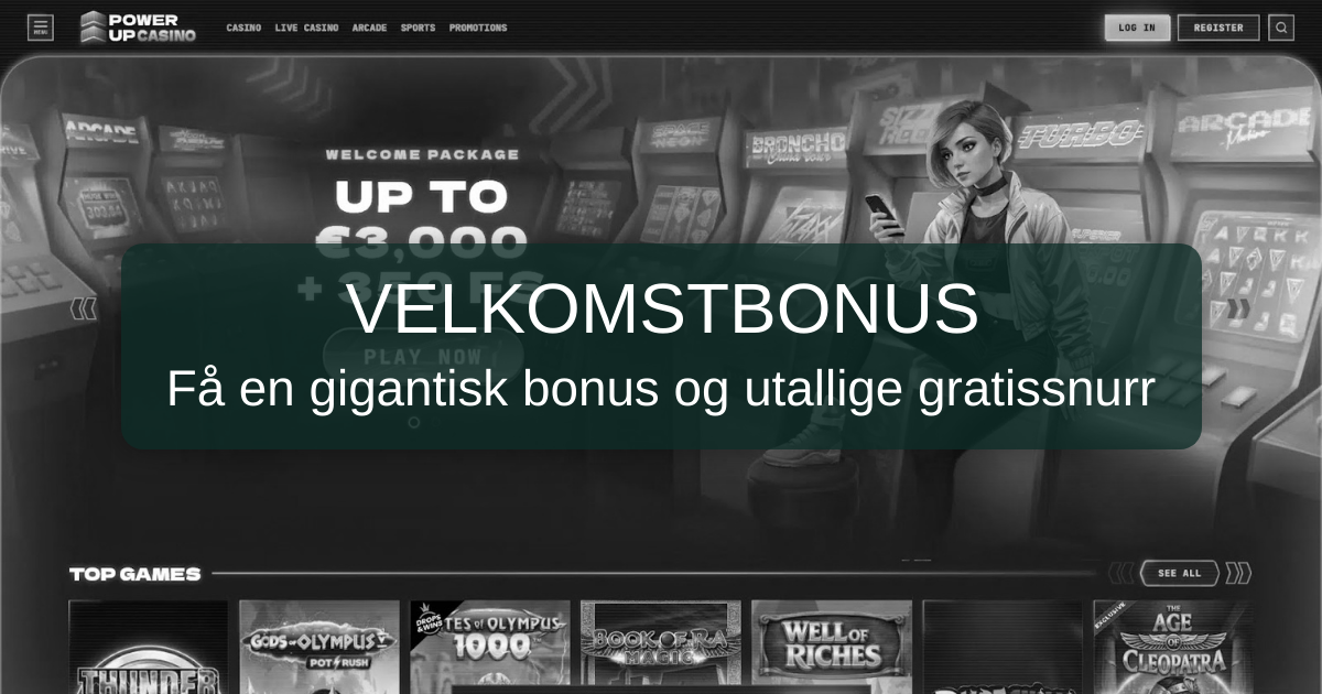 Velkomstbonus og spilleutvalg hos PowerUp Casino